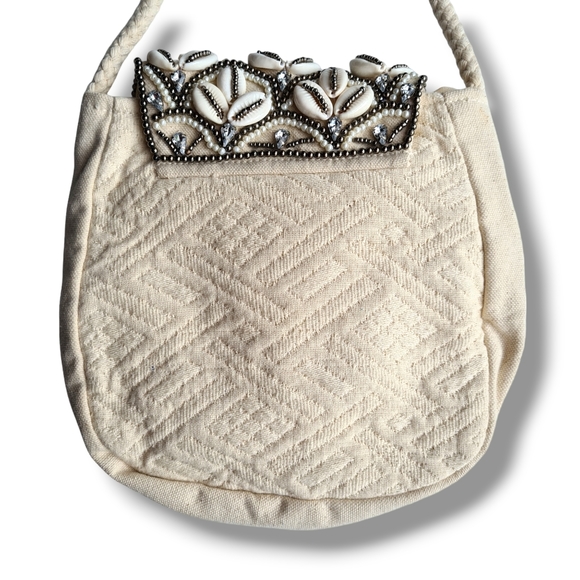 Sportsgirl Ivory Textured Fabric & Shell Crossbody Bag - Picture 5 of 8